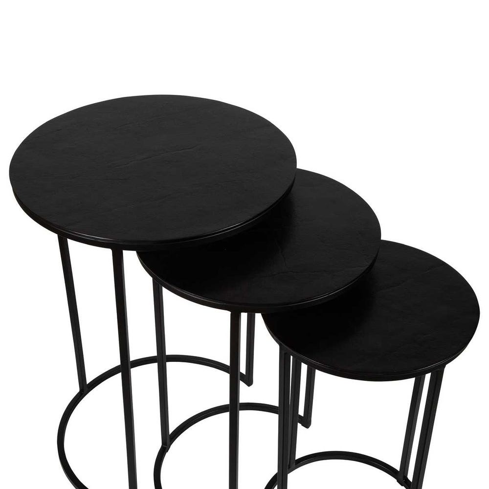 Espresso Set of Round Nesting Tables by Keiichi