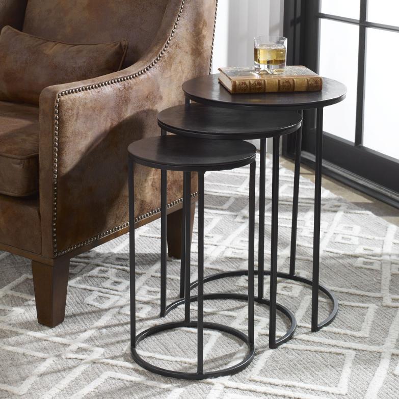Espresso Set of Round Nesting Tables by Keiichi