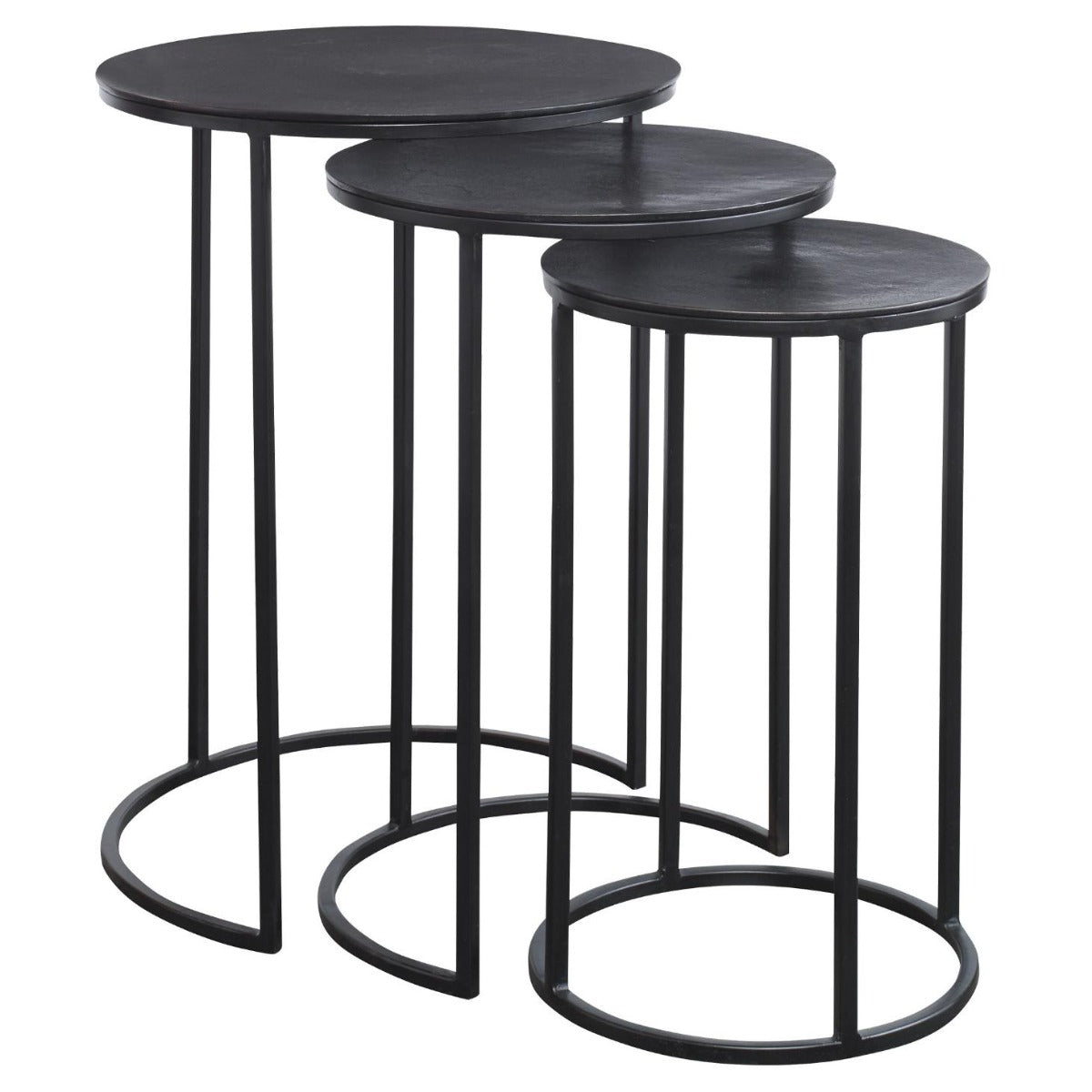 Espresso Set of Round Nesting Tables by Keiichi