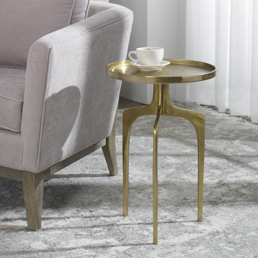 Tripod Side Table Gold by Keiichi