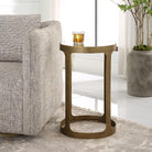 Retro Cutout Side Table Brass & Glass by Keiichi