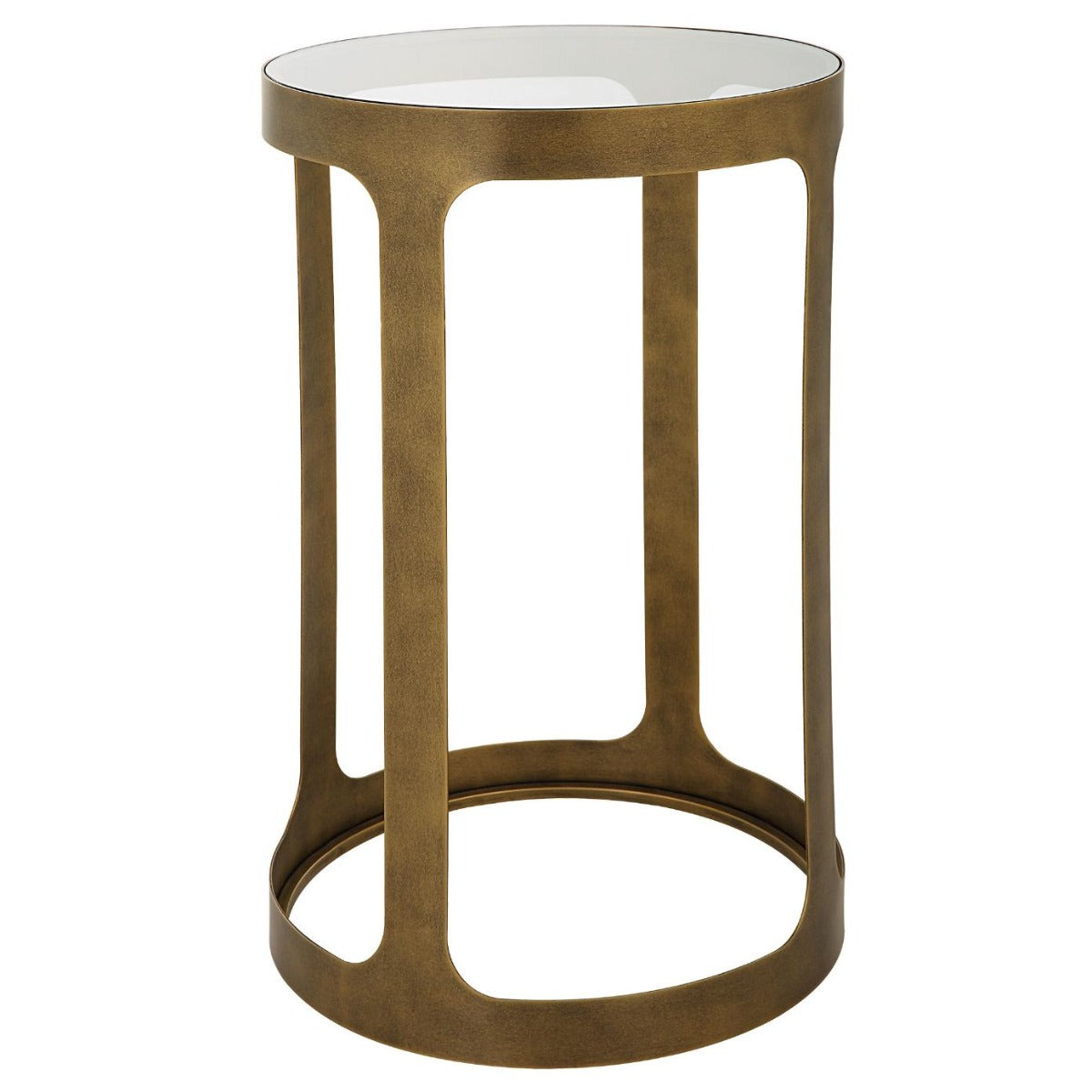 Retro Cutout Side Table Brass & Glass by Keiichi