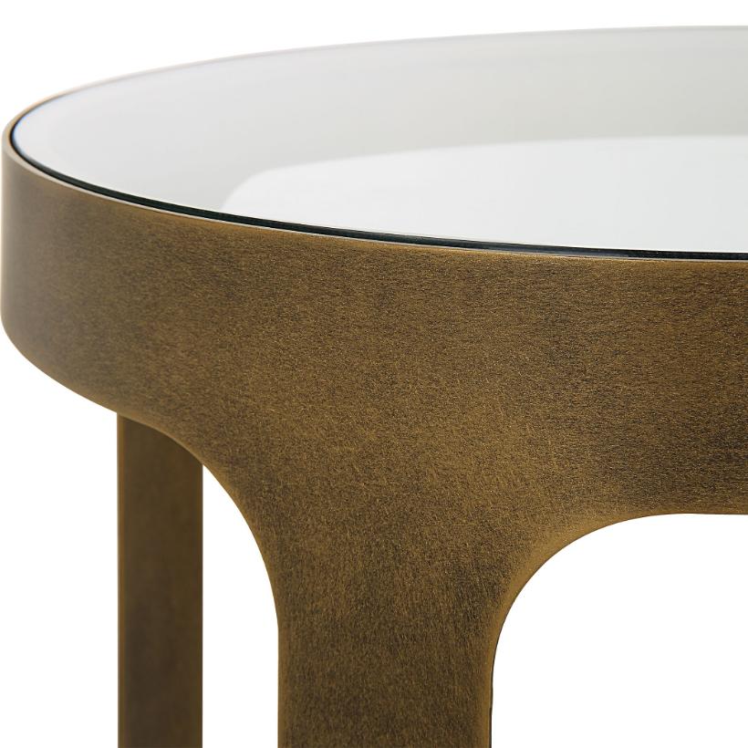 Retro Cutout Side Table Brass & Glass by Keiichi