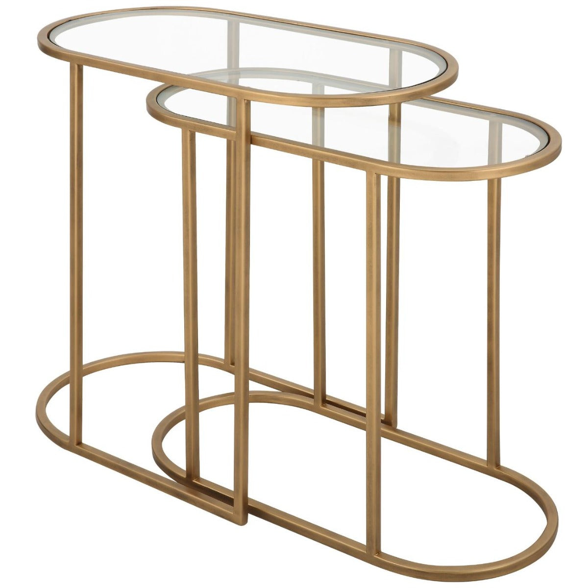 Slide Nesting Side Tables Brass & Glass by Keiichi