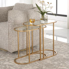Slide Nesting Side Tables Brass & Glass by Keiichi