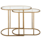 Slide Nesting Side Tables Brass & Glass by Keiichi