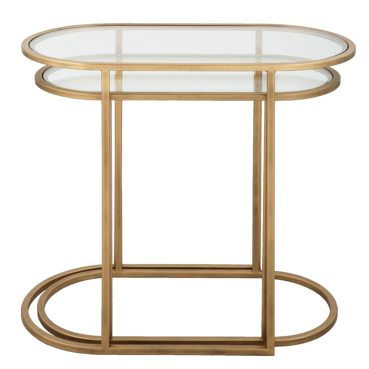 Slide Nesting Side Tables Brass & Glass by Keiichi