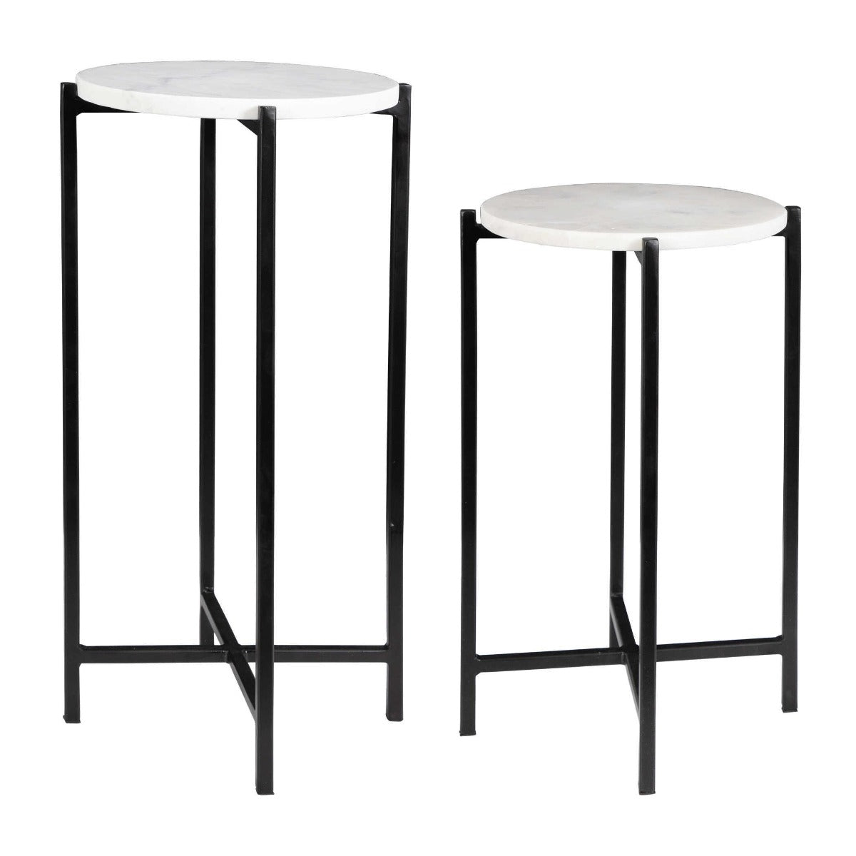 Orla Side Tables White Marble & Black by Keiichi