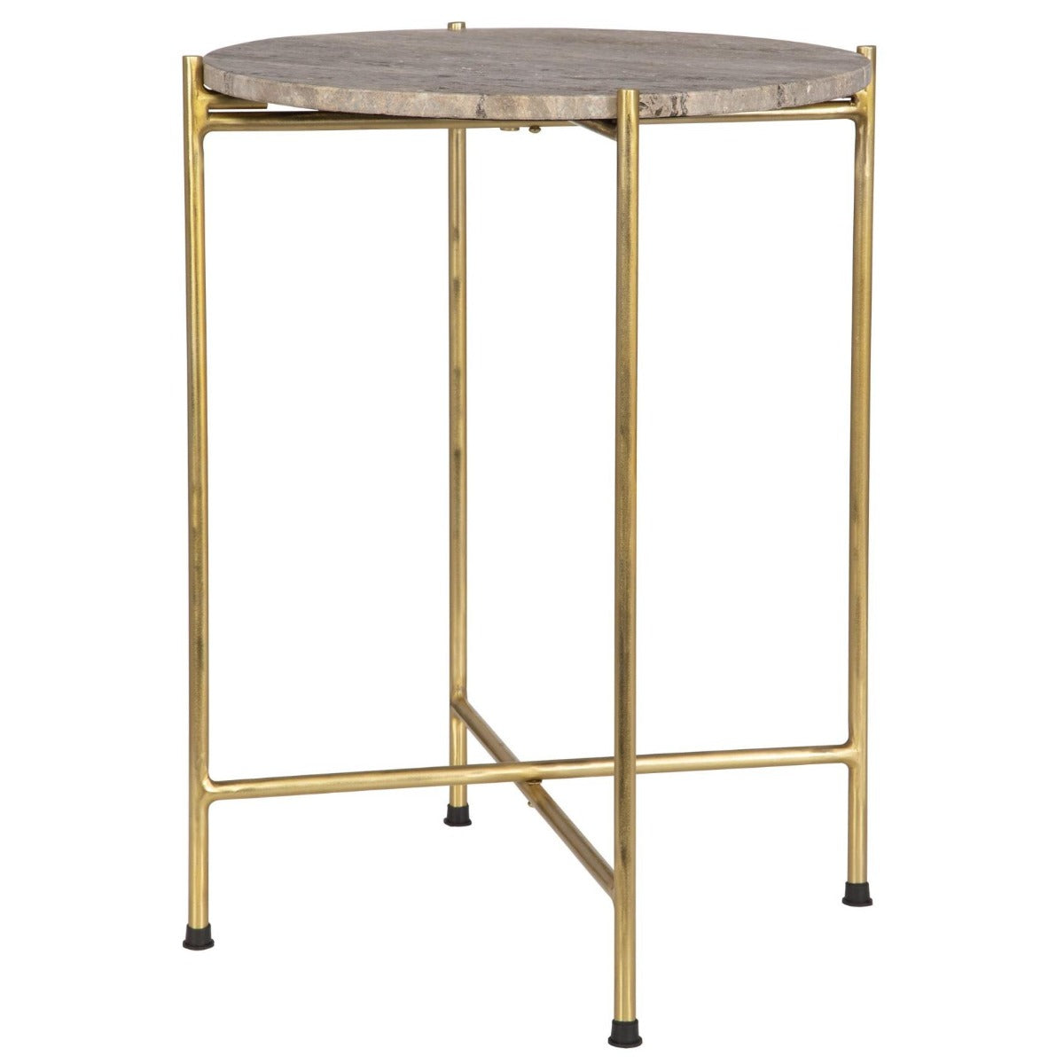 Travertine Top Side Table by Keiichi