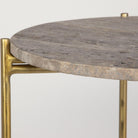 Travertine Top Side Table by Keiichi