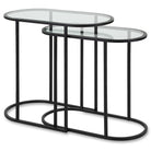 Slide Nesting Side Tables Black and Glass by Keiichi