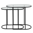 Slide Nesting Side Tables Black and Glass by Keiichi