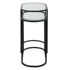 Slide Nesting Side Tables Black and Glass by Keiichi