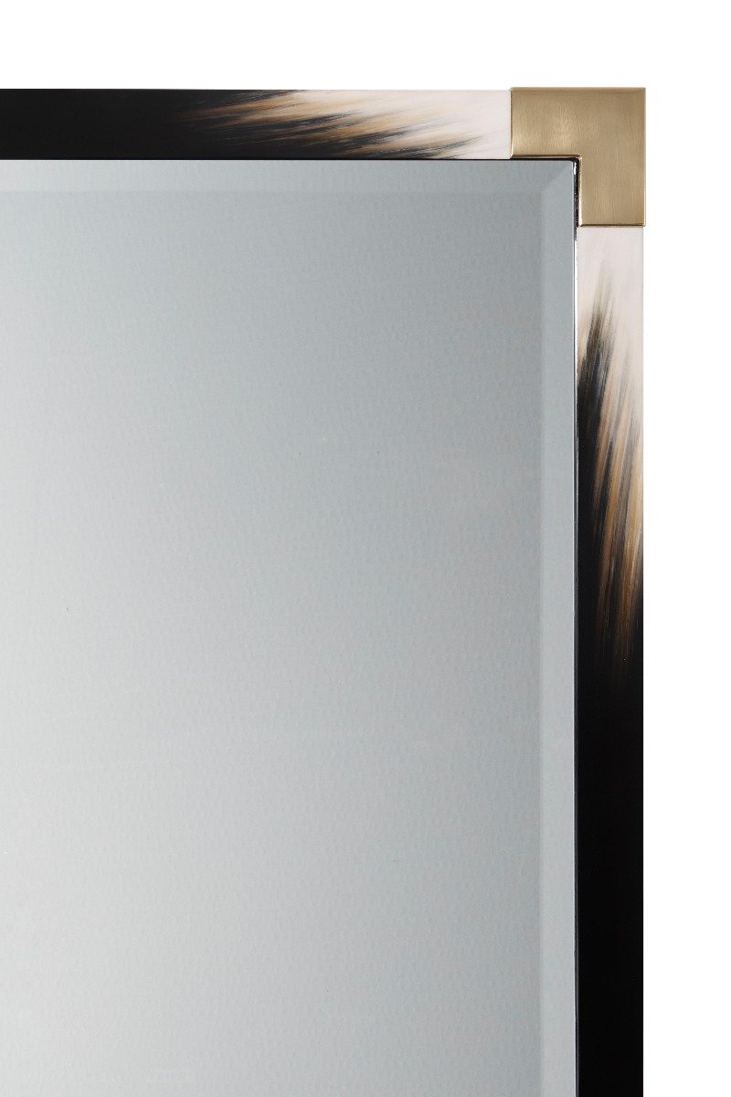 Cutting Edge Small Wall Mirror in Black by Theodore Alexander