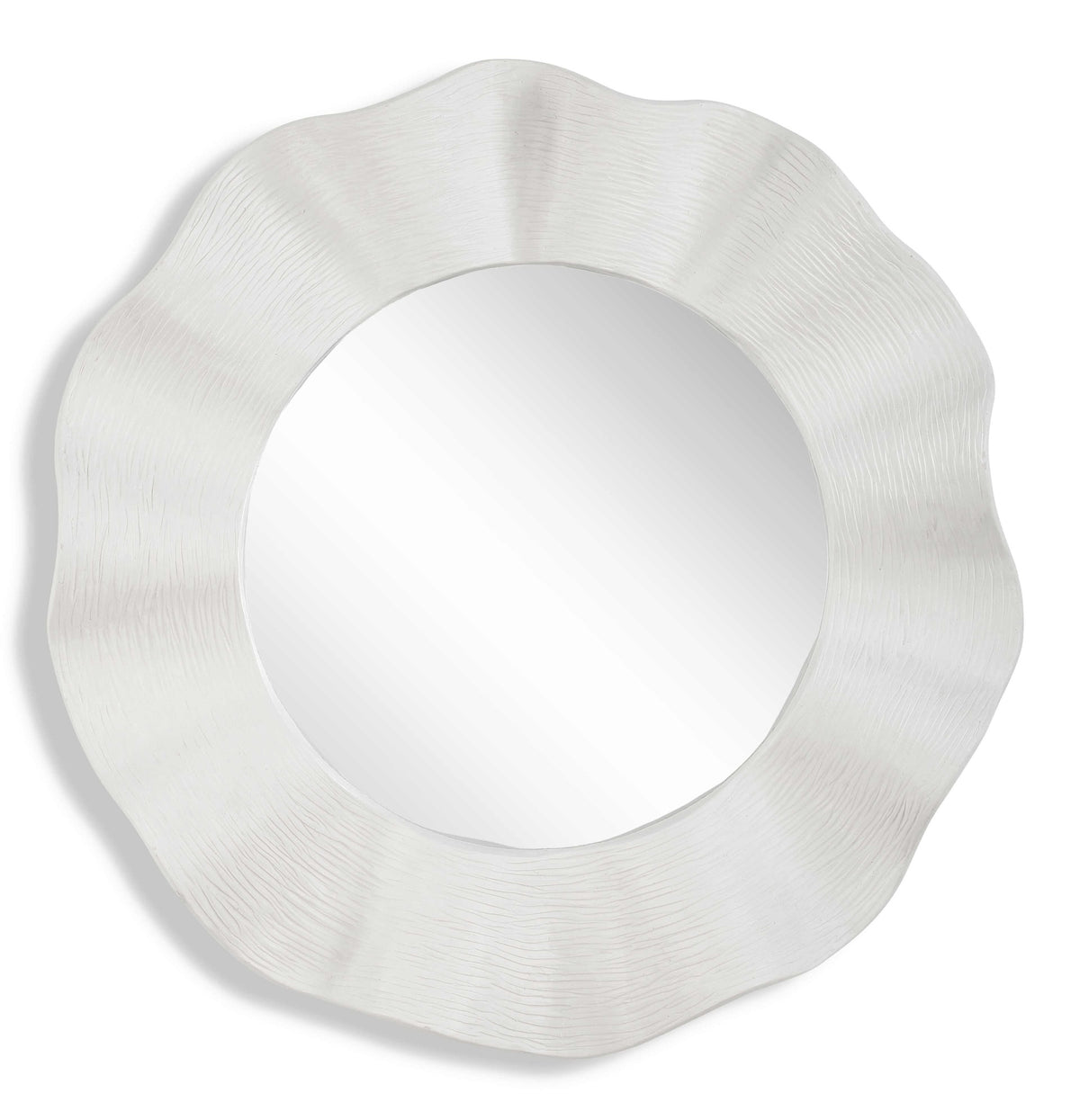 Wave Length Round White Mirror Uttermost