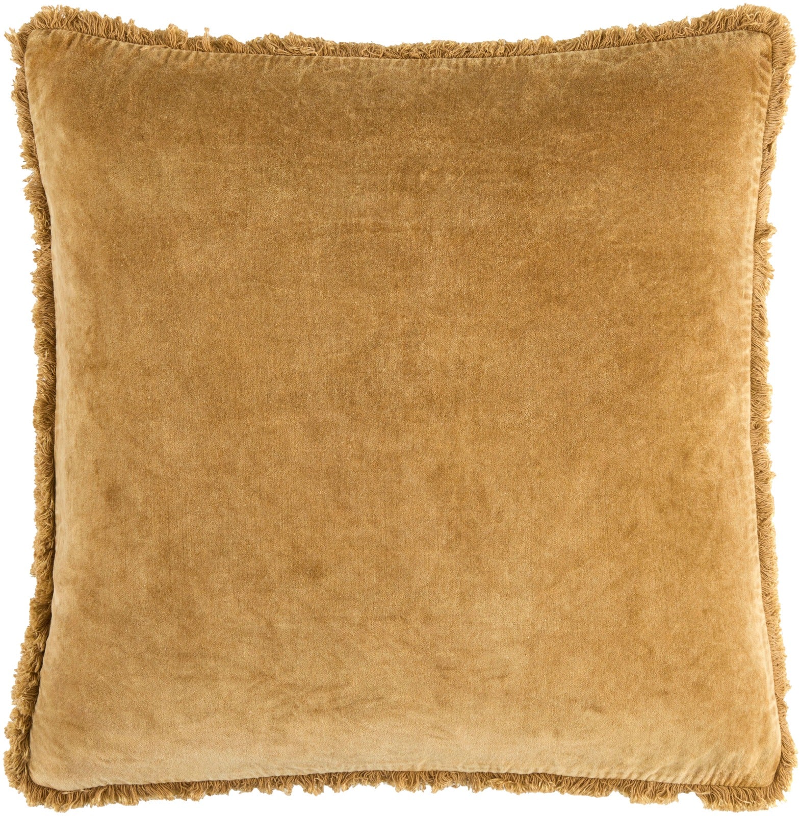 Washed Cotton Velvet Woven Cushion in Ochre by Keiichi
