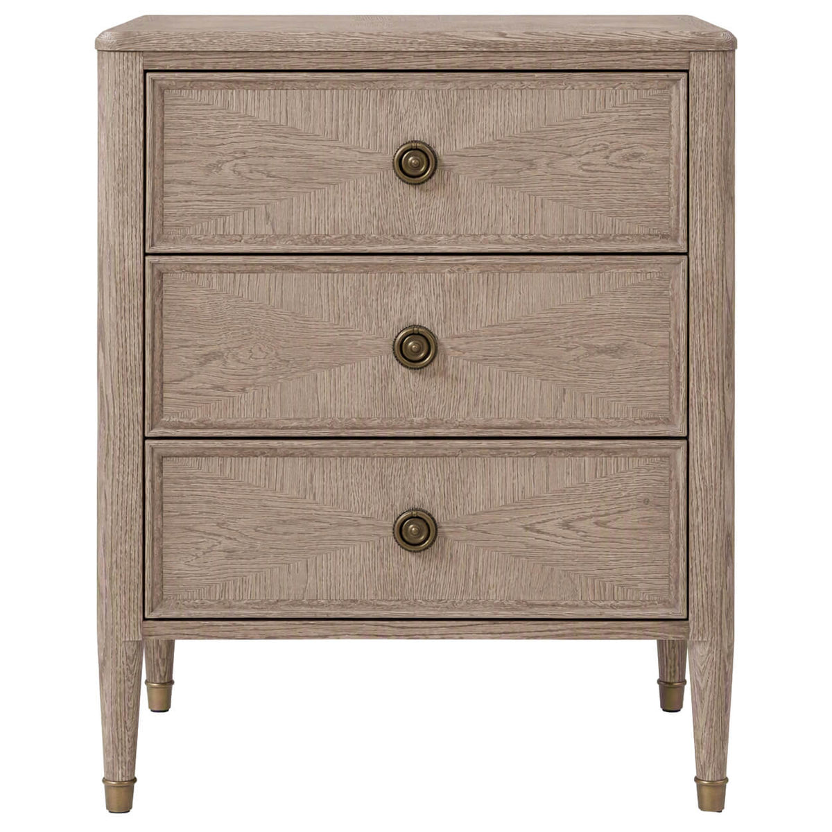 Willow Creek 3-Drawer Bedside Table in Riverwash Oak by Theodore Alexander