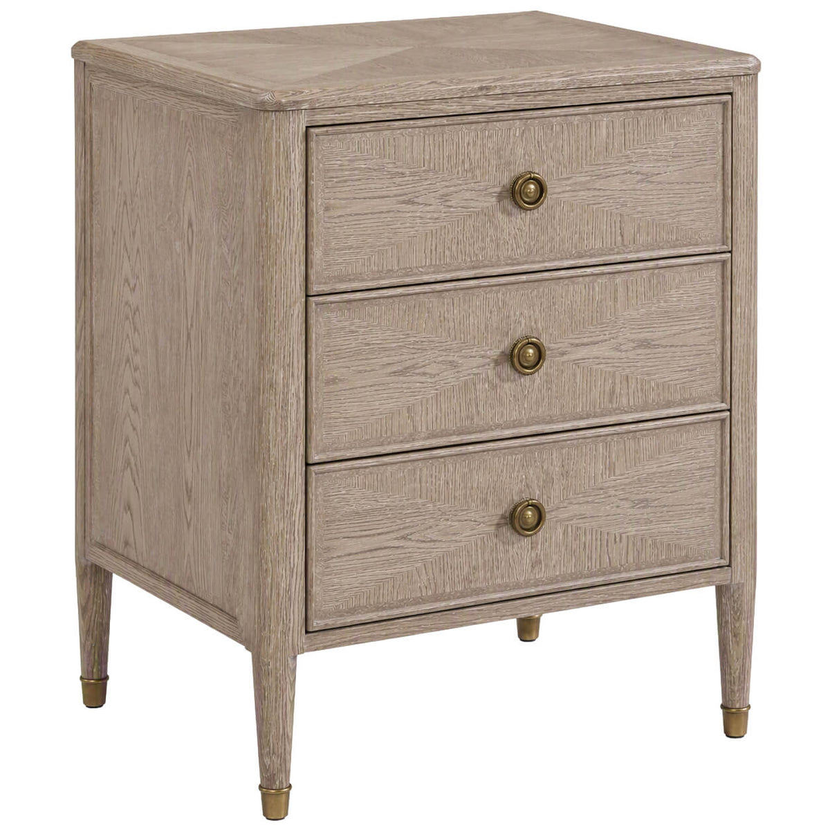Willow Creek 3-Drawer Bedside Table in Riverwash Oak by Theodore Alexander