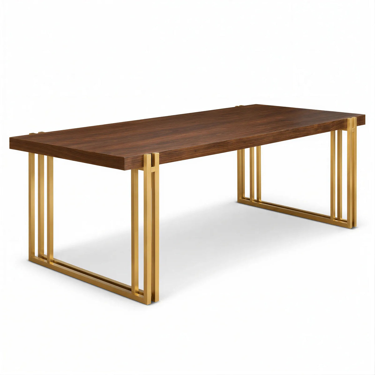 Winchester Walnut Wood & Brass Dining Table Berkeley Designs